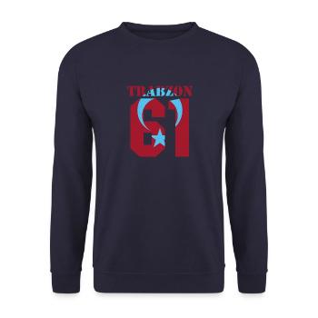 Trabzon 61 Trabzonlu Göktürkisch Türkei Memleket - Unisex Pullover - Navy - Vorne - Alina (178cm) & Michal (187cm)