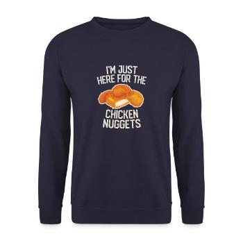Ich bin nur hier für die Chicken Nuggets Cool Nuggets - Unisex Pullover - Navy - Vorne - Alina (178cm) & Michal (187cm)