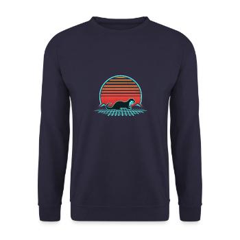 Otter Retro Vintage 80er Jahre Cool Style Tierliebhaber - Unisex Pullover - Navy - Vorne - Alina (178cm) & Michal (187cm)