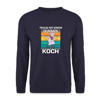 Cooles Vintage Koch Chefkoch Kochen Hobbykoch - Unisex Pullover - Navy - Vorne - Alina (178cm) & Michal (187cm)