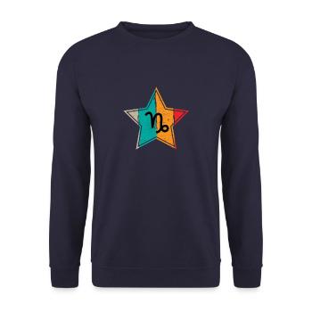 Steinbock Sternzeichen Horoskop Retro Geschenk - Unisex Pullover - Navy - Vorne - Alina (178cm) & Michal (187cm)