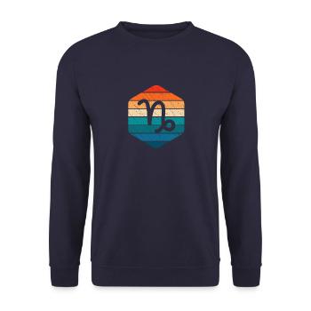 Steinbock Sternzeichen Horoskop Retro Geschenk - Unisex Pullover - Navy - Vorne - Alina (178cm) & Michal (187cm)