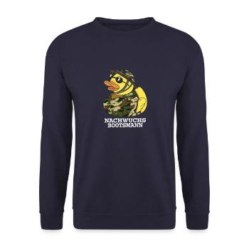 Nachwuchs Bootsmann Badeente Bundeswehr Soldat - Unisex Pullover - Navy - Vorne - Alina (178cm) & Michal (187cm)