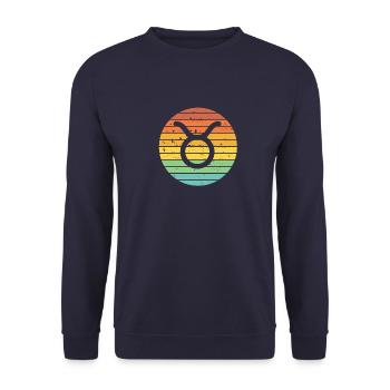 Taureau Taureau Signe du Zodiaque Horoscope Rétro Cadeau - Sweat-shirt Unisexe - marine - Devant - Alina (178cm) & Michal (187cm)