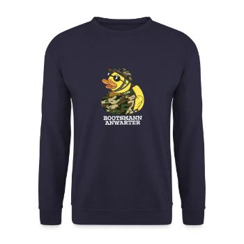 Bootsmann Anwärter Badeente Bundeswehr Soldat - Unisex Pullover - Navy - Vorne - Alina (178cm) & Michal (187cm)