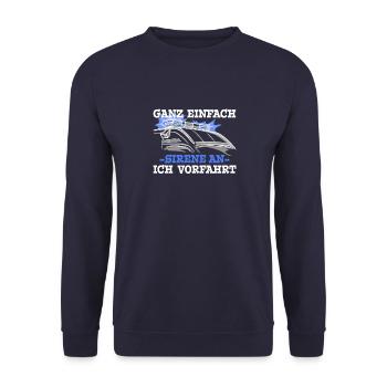 Rettungsdienst Sirene AN Vorfahrt Blaulicht - Unisex Pullover - Navy - Vorne - Alina (178cm) & Michal (187cm)