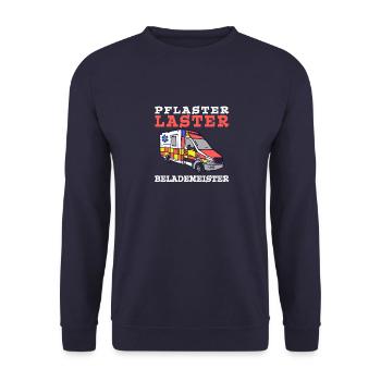 Pflaster Laster Belademeister Rettungsdienst - Unisex Pullover - Navy - Vorne - Alina (178cm) & Michal (187cm)