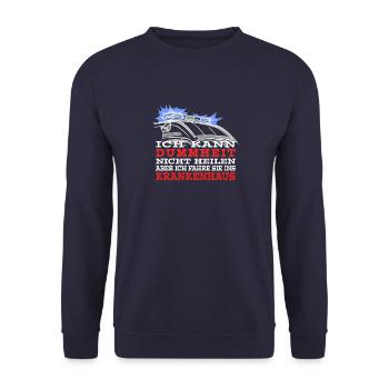 Rettungsdienst Dummheit Krankenhaus Sanitäter - Unisex Pullover - Navy - Vorne - Alina (178cm) & Michal (187cm)