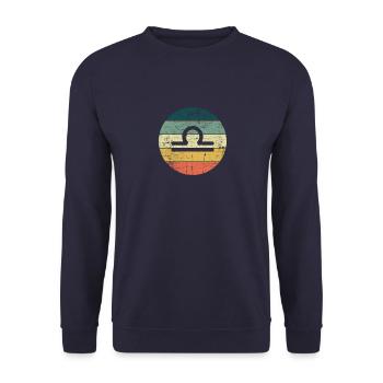 Waage Sternzeichen Horoskop Retro Bday Geschenk - Unisex Pullover - Navy - Vorne - Alina (178cm) & Michal (187cm)