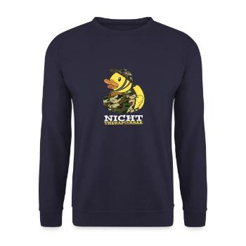 Nicht Therapierbar Soldat Badeente Bundeswehr - Unisex Pullover - Navy - Vorne - Alina (178cm) & Michal (187cm)