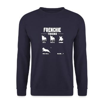 Drôle Français Bulldog Frenchie Dogs - Sweat-shirt Unisexe - marine - Devant - Alina (178cm) & Michal (187cm)
