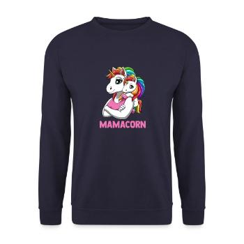 Mamacorn Mutter Tochter Einhörner - Unisex Pullover - Navy - Vorne - Alina (178cm) & Michal (187cm)