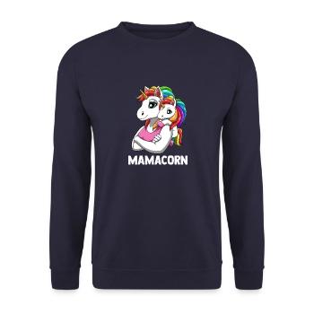 Mamacorn Mutter Baby Tochter Einhörner - Unisex Pullover - Navy - Vorne - Alina (178cm) & Michal (187cm)