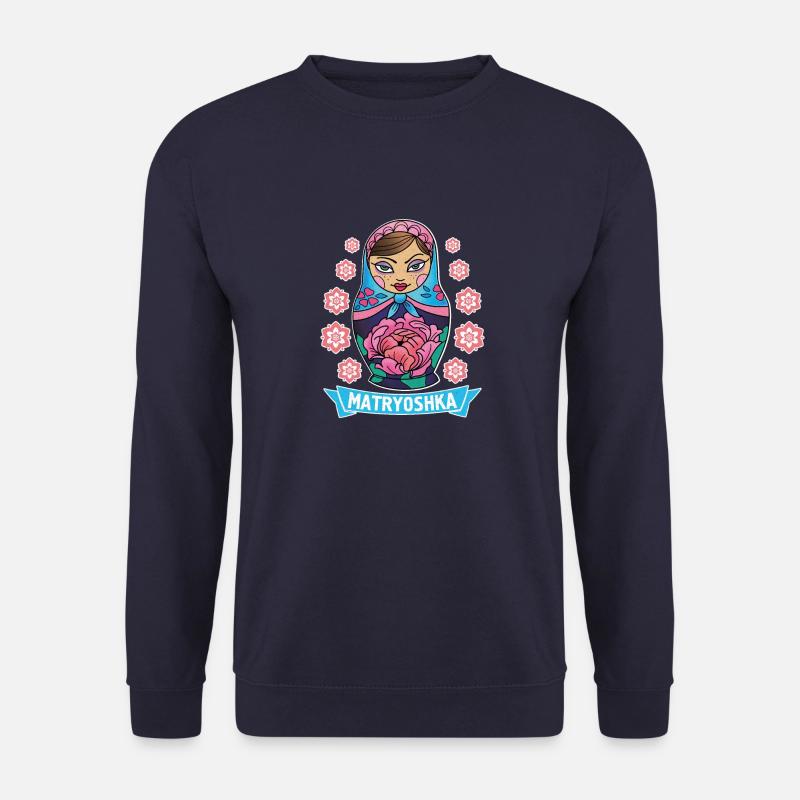 Russie URSS Matryoshka Poupée Uschanka - Sweat-shirt Unisexe - marine