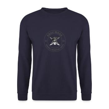 Krav Maga Skull and Knives Logo - Kampf und - Unisex Pullover - Navy - Vorne - Alina (178cm) & Michal (187cm)