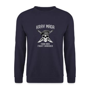 Krav Maga Military Skull - Kampf und - Unisex Pullover - Navy - Vorne - Alina (178cm) & Michal (187cm)