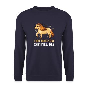J’aime vraiment les shetties ok Horse Rider - Sweat-shirt Unisexe - marine - Devant - Alina (178cm) & Michal (187cm)