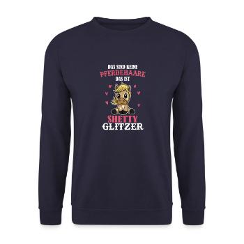 Das sind keine pferdehaare das ist shetty glitzer - Unisex Pullover - Navy - Vorne - Alina (178cm) & Michal (187cm)