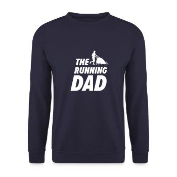 Running Dad Papa Jogging with Stroller Gift - Unisex Sweatshirt - navy - Front - Alina (178cm) & Michal (187cm)