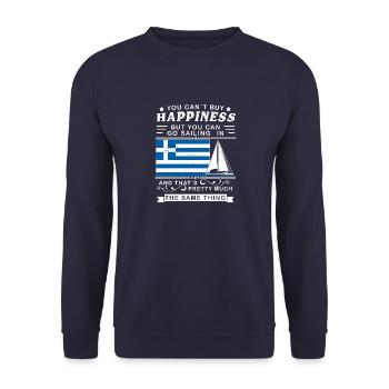 Segeln in Griechenland Flagge Segler Geschenkidee - Unisex Pullover - Navy - Vorne - Alina (178cm) & Michal (187cm)