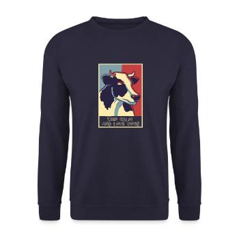 Keep Calm and Love Cow ́s Cool Cow Motif - Unisex Sweatshirt - navy - Front - Alina (178cm) & Michal (187cm)