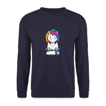 Niedliches BJJ Einhorn - Brasilianisches Jiu Jitsu - Unisex Pullover - Navy - Vorne - Alina (178cm) & Michal (187cm)