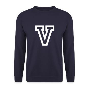 Lettre V - Sweat-shirt Unisexe - marine - Devant - Alina (178cm) & Michal (187cm)
