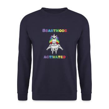 Unicorn Bodybuilder Beastmode Gym - Unisex Sweatshirt - navy - Front - Alina (178cm) & Michal (187cm)