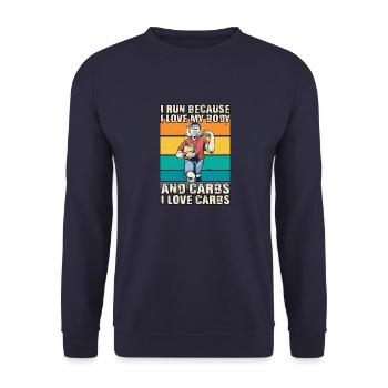 Fun Marathon Runner Fitness Endurance Athlete - Unisex Sweatshirt - navy - Front - Alina (178cm) & Michal (187cm)