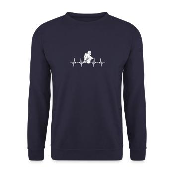 Herzschlag Pulsschlag feuerwehrmann feuerwehr - Unisex Pullover - Navy - Vorne - Alina (178cm) & Michal (187cm)