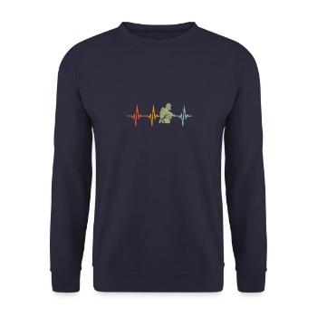 Herzschlag Pulsschlag feuerwehrmann feuerwehr - Unisex Pullover - Navy - Vorne - Alina (178cm) & Michal (187cm)