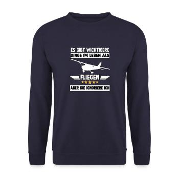 Flugzeug Aviation für Hobby Piloten Flieger - Unisex Pullover - Navy - Vorne - Alina (178cm) & Michal (187cm)