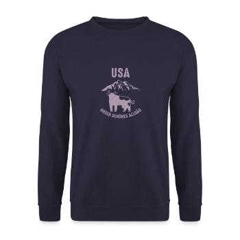 Urlaub im Allgäu Unser schönes Allgäu - Unisex Pullover - Navy - Vorne - Alina (178cm) & Michal (187cm)