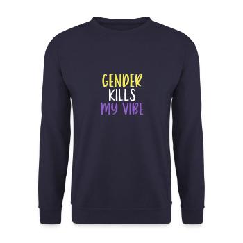 Funny Nonbinary Genderqueer Pride - Gender Kills - Unisex Pullover - Navy - Vorne - Alina (178cm) & Michal (187cm)
