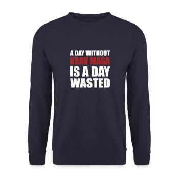 Krav Maga Training - Ein Tag ohne Krav Maga ist - Unisex Pullover - Navy - Vorne - Alina (178cm) & Michal (187cm)