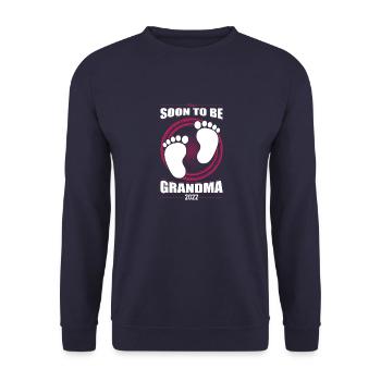 Bald Oma 2022 Zum ersten Mal Großmutter Pun - Unisex Pullover - Navy - Vorne - Alina (178cm) & Michal (187cm)