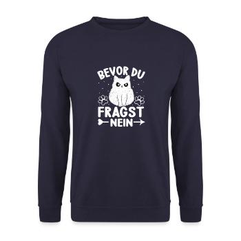 Bevor du Fragst Nein mit Katze - Unisex Pullover - Navy - Vorne - Alina (178cm) & Michal (187cm)