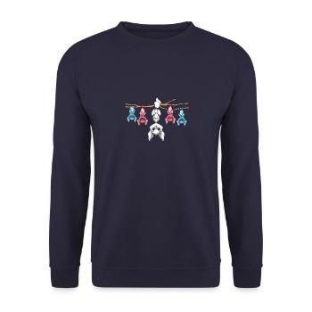 Anders sein - Lustiger Transgender-Fuchs und - Unisex Pullover - Navy - Vorne - Alina (178cm) & Michal (187cm)