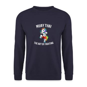 Muay Thai Einhorn - Kunst des Kämpfens - Unisex Pullover - Navy - Vorne - Alina (178cm) & Michal (187cm)