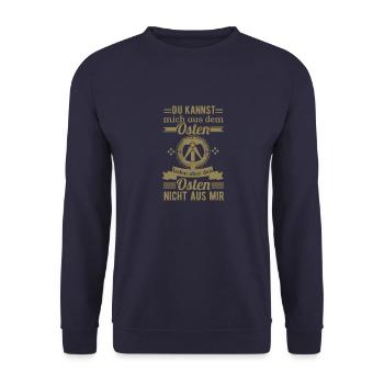 Ostdeutsch Ostalgie Stolzer Ostdeutscher DDR - Unisex Pullover - Navy - Vorne - Alina (178cm) & Michal (187cm)