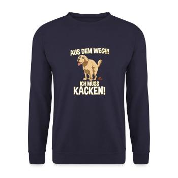 Aus dem Weg Ich Muss Kacken - Lustiges Kackender - Unisex Pullover - Navy - Vorne - Alina (178cm) & Michal (187cm)