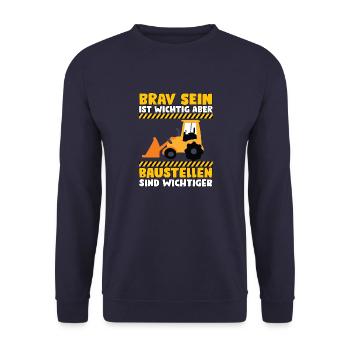 Bagger und Baustellen - Unisex Pullover - Navy - Vorne - Alina (178cm) & Michal (187cm)