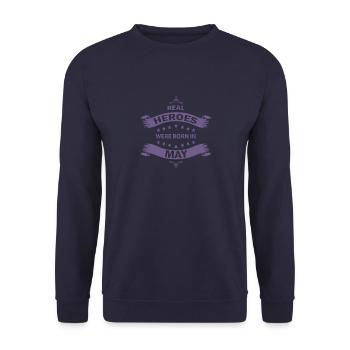 De vrais héros naissent en mai - Sweat-shirt Unisexe - marine - Devant - Alina (178cm) & Michal (187cm)