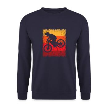 Downhill Fahrradfahrer Fahrradfahren Vintage - Unisex Pullover - Navy - Vorne - Alina (178cm) & Michal (187cm)