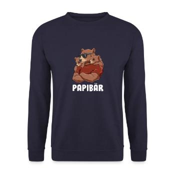 Papibär Vater Tochter Sohn Geschwister Zwillinge - Unisex Pullover - Navy - Vorne - Alina (178cm) & Michal (187cm)