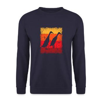 Laufenten Bauernhof Landwirtschaft Geflügel - Unisex Pullover - Navy - Vorne - Alina (178cm) & Michal (187cm)