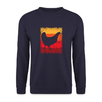 Huhn Hühner Bauernhof Landwirtschaft - Unisex Pullover - Navy - Vorne - Alina (178cm) & Michal (187cm)