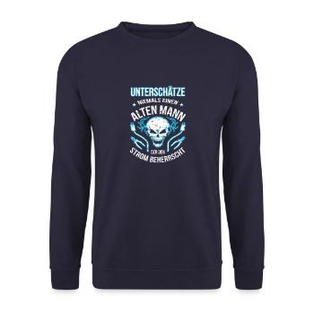 Elektriker Alter Mann der den Strom beherrscht - Unisex Pullover - Navy - Vorne - Alina (178cm) & Michal (187cm)