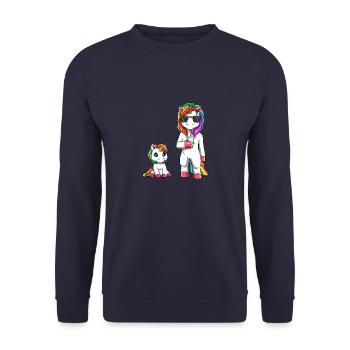 Mamacorn - Coole Mutter Baby Junge Baby Mädchen - Unisex Pullover - Navy - Vorne - Alina (178cm) & Michal (187cm)