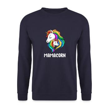 Einhorn Köpfe Mama Tochter - Mamacorn Mama Einhorn - Unisex Pullover - Navy - Vorne - Alina (178cm) & Michal (187cm)